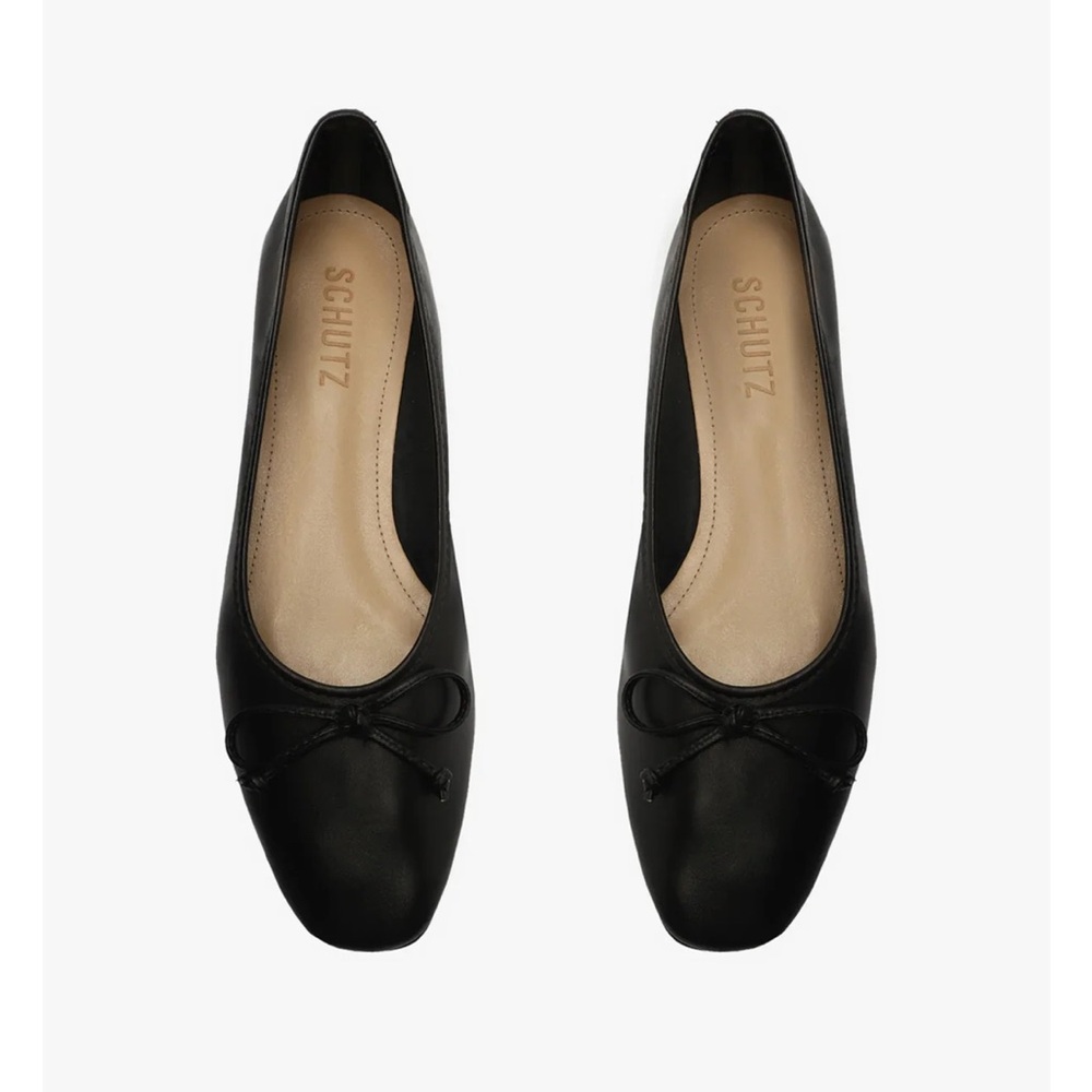 Schutz Arissa Black Leather Ballet Flat
